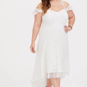 Torrid Ivory White Lace High Low Wedding Dress